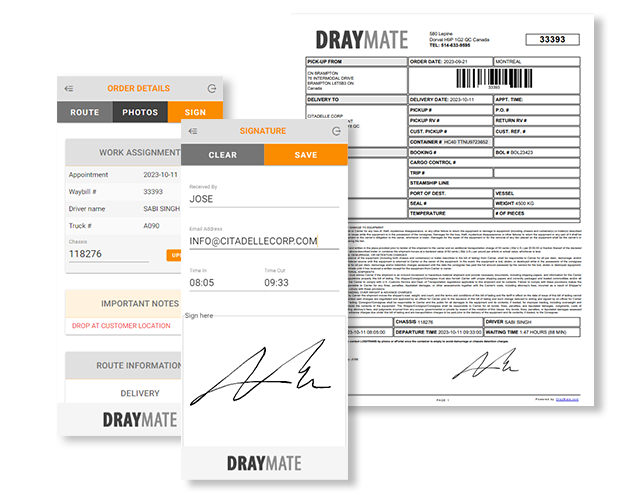 Mobile App signed POD